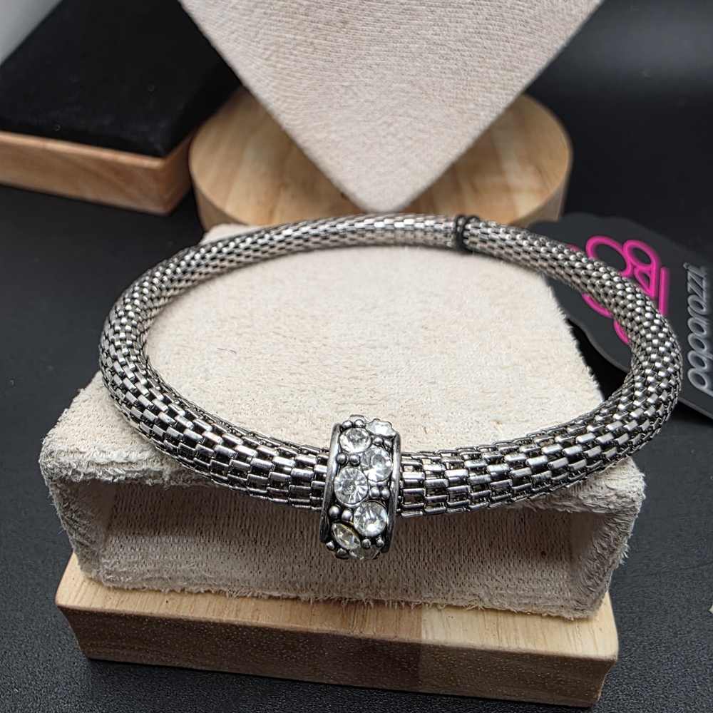 Paparazzi Silver Bracelet with Crystal Charm (1956)